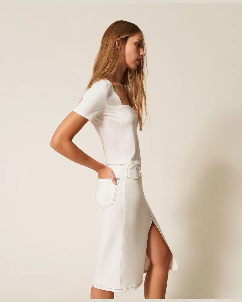 Actitude by Twinset Röcke - Rock aus Bio-Bull-Baumwolle, Milk, Größe Milk