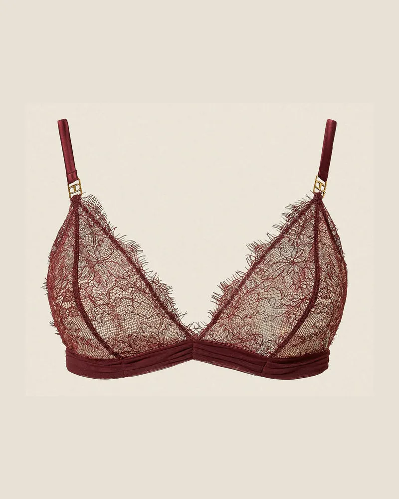 Twin-Set Unterwäsche und Nachtwäsche - Triangel-BH aus Chantilly-Spitze, Red Wine, Größe Red