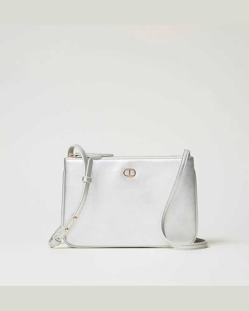 Twin-Set Taschen - Mini-Bag mit zwei Trageriemen, Silber, Einheitsgröße 