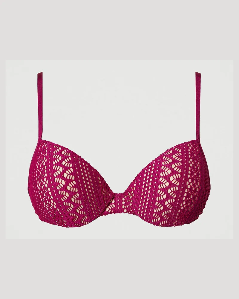 Twin-Set Bademode - Push-up-Bikinitop in Spitzenoptik, Magentaviolett, Größe Magentaviolett