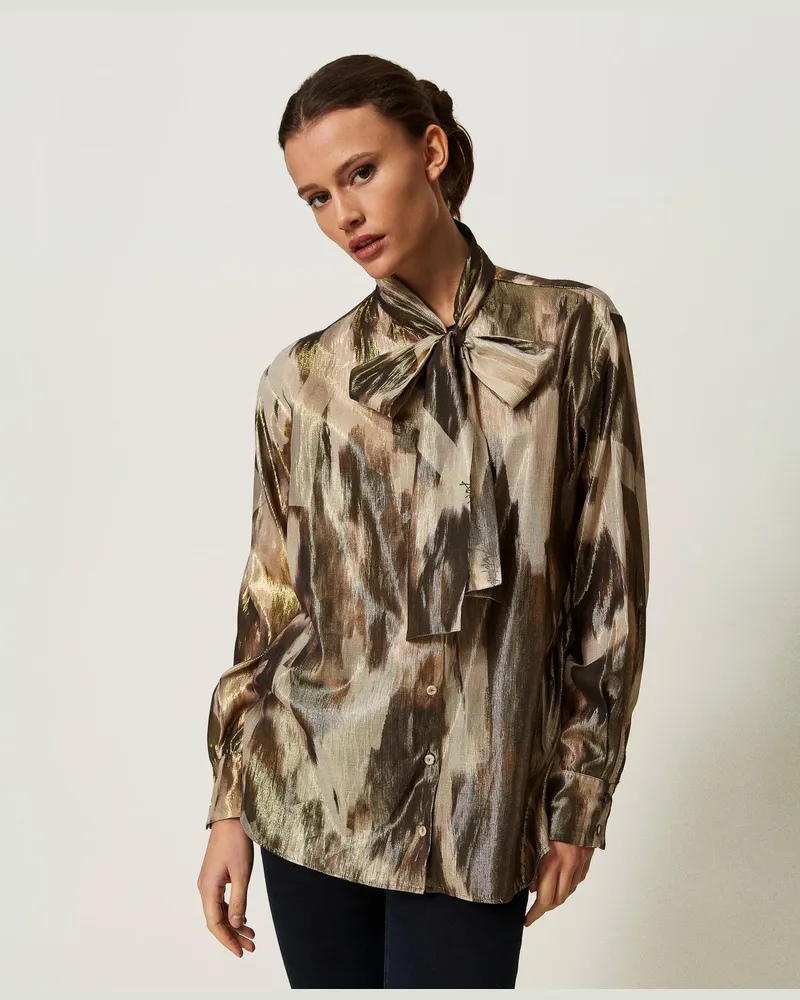 Actitude by Twinset Hemden - Hemd aus bedrucktem Voile, Shaded Lame, Baumwolle, Größe Shaded