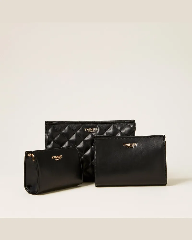 Twin-Set Beauty-Set mit Logo-Schriftzug, Damen, Schwarz Schwarz