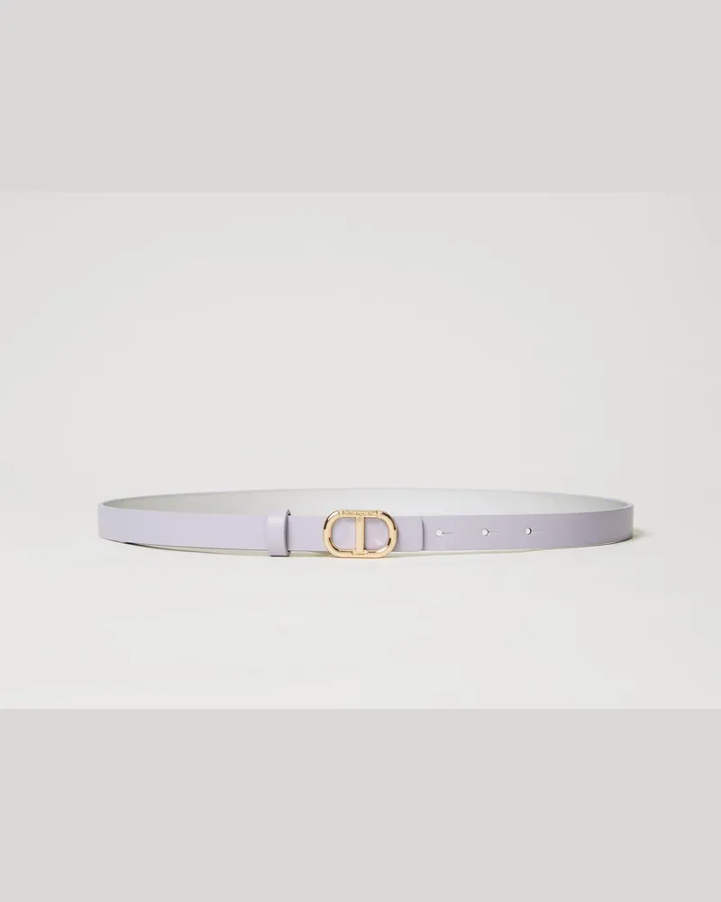 Twin-Set Accessoires - Schmaler Wendegürtel aus Leder, Zweifarbig Fliederblüte / Silver, Größe Zweifarbig