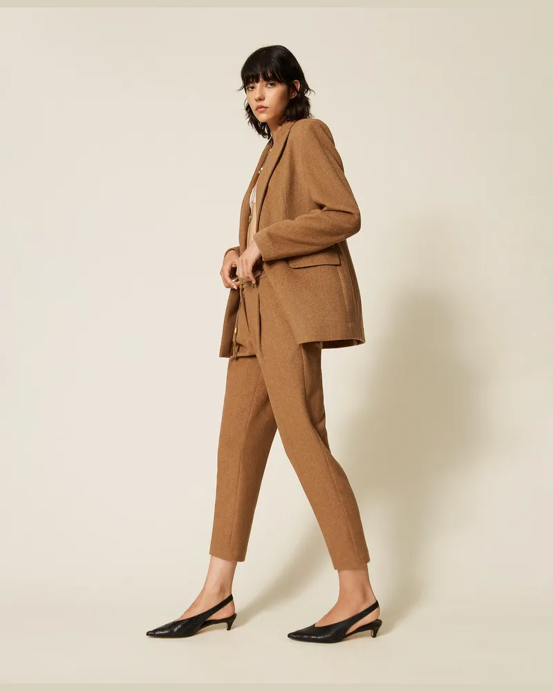 Actitude by Twinset Fischgrathose aus Wollmischung Toffee