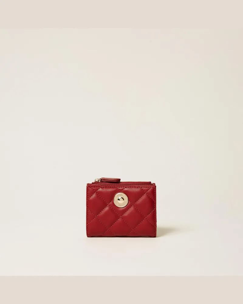 Twin-Set Kleine Geldbörse mit Steppdetail und Logo, Damen, Pompejanisch-Rot Pompejanisch-rot