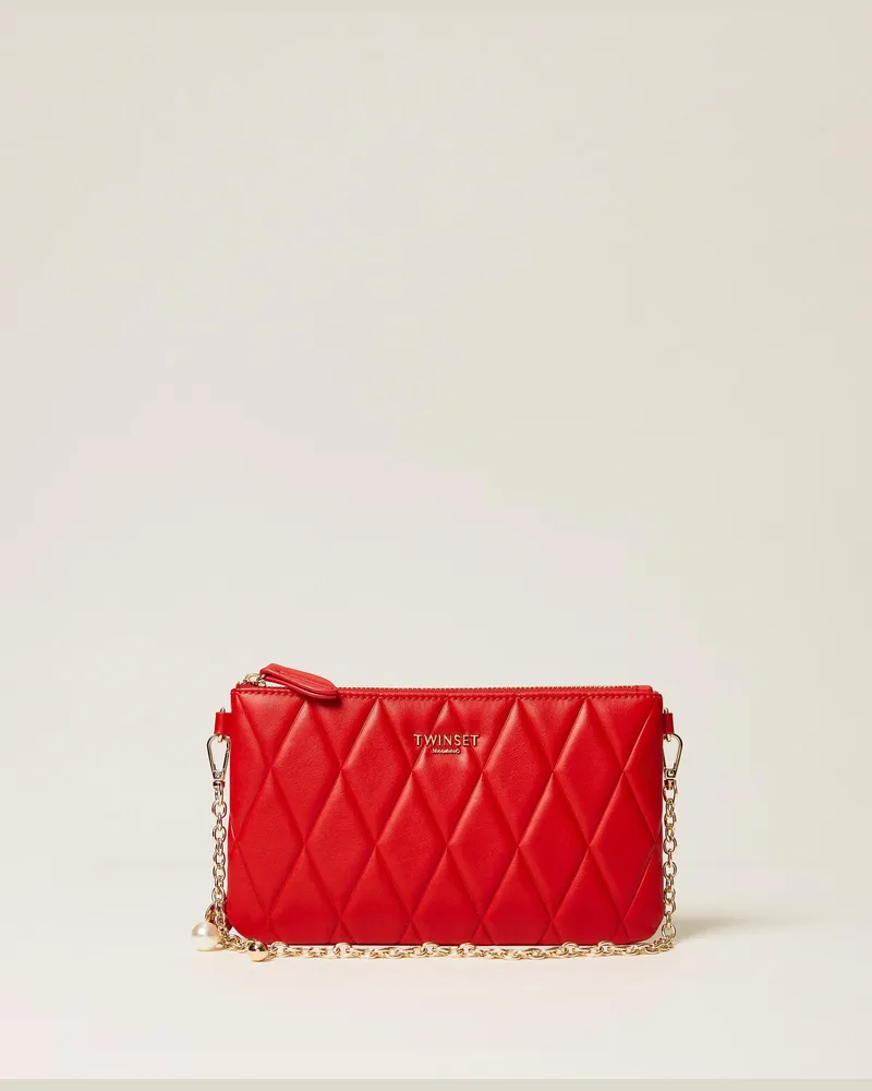 Twin-Set Mini-Tasche mit Steppmuster und Logo Rot