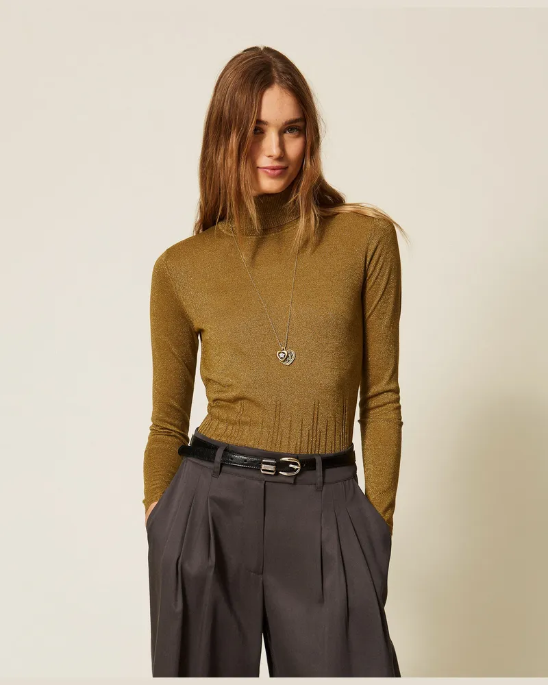 Twin-Set Rollkragenpullover mit Lurex Shiny