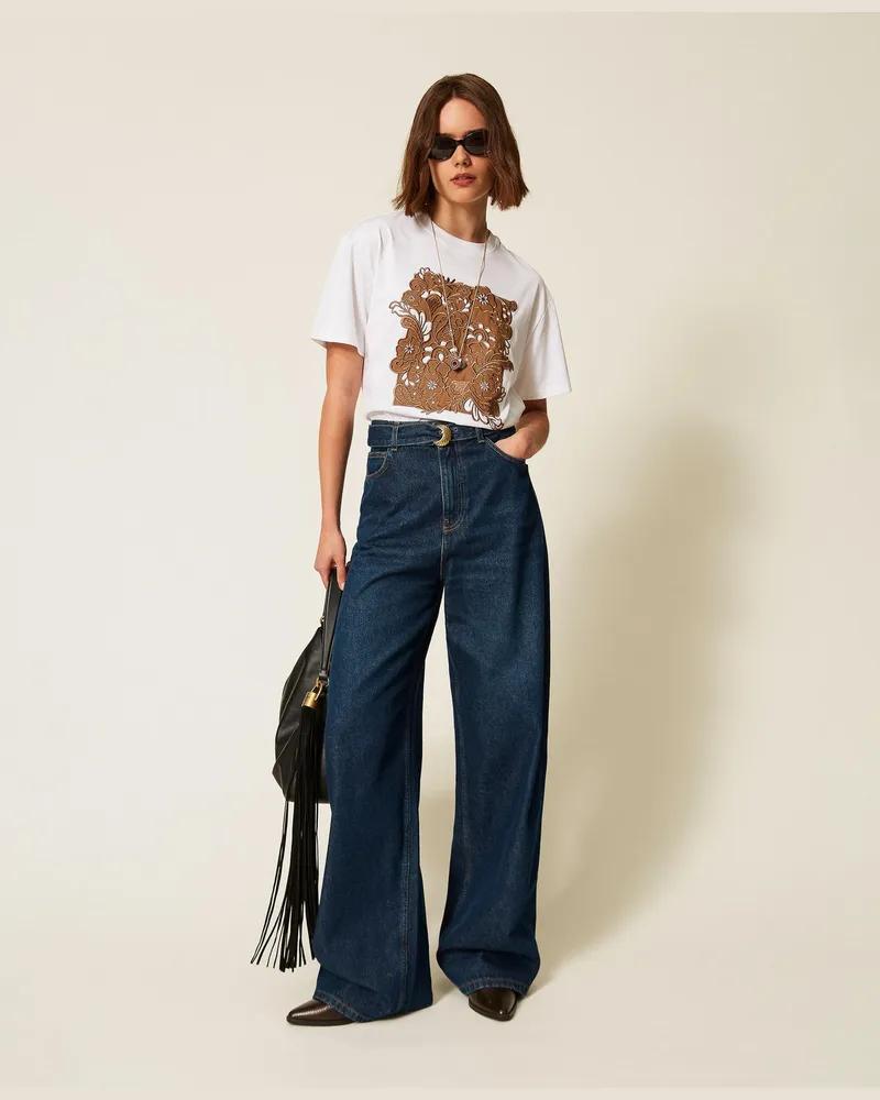 Twin-Set T-Shirt im Regular-Fit mit Stickpatch 