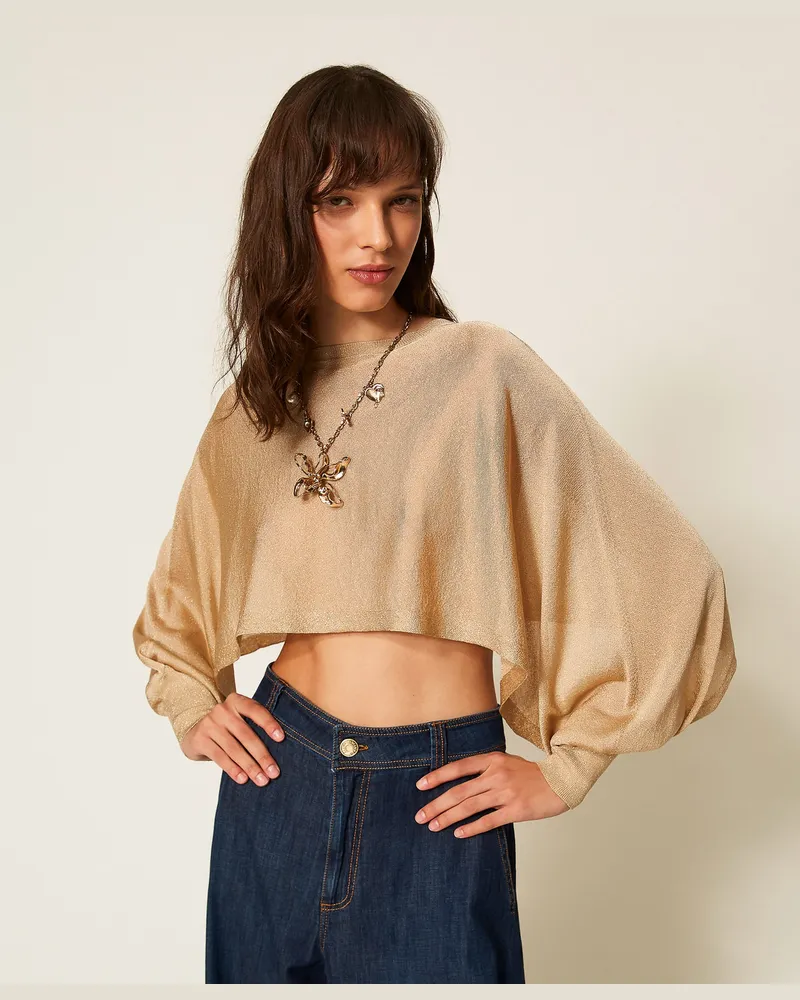 Twin-Set Cropped-Pullover mit Lurex Delicated