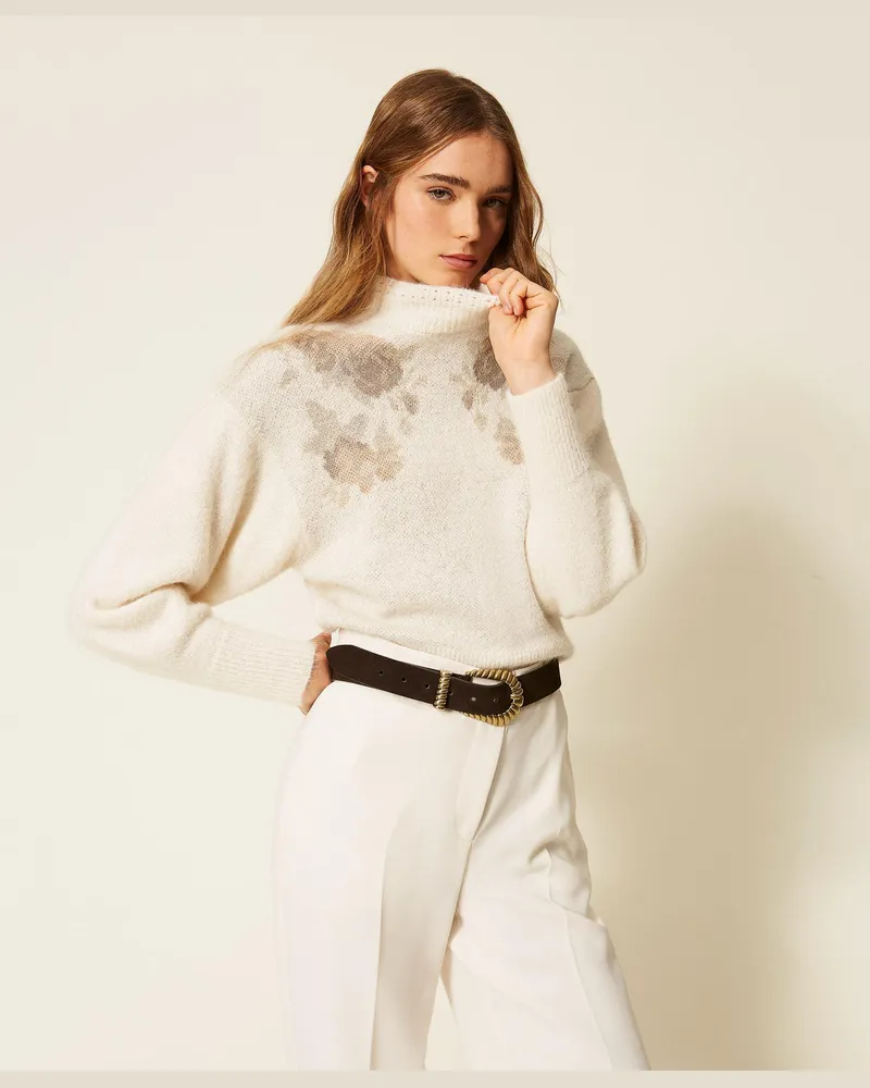 Twin-Set Jacquardpullover aus Alpakamischung Jacquard