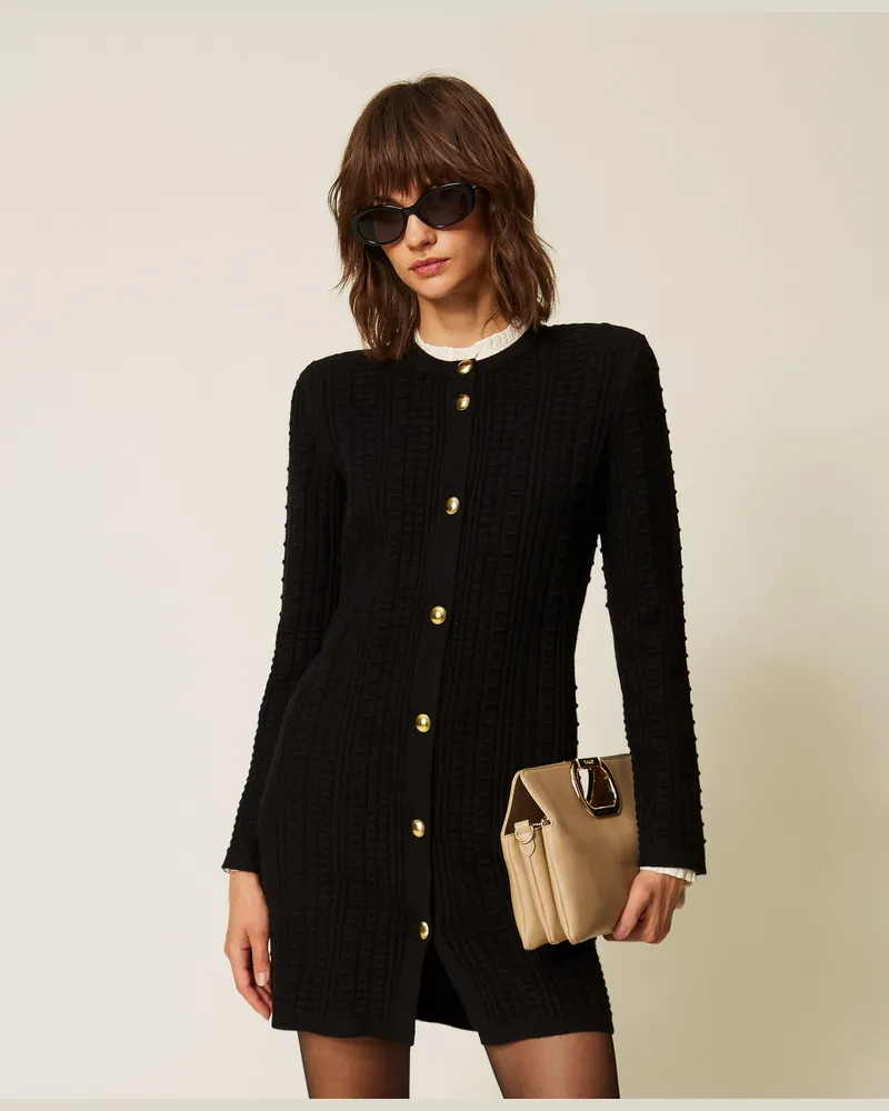 Twin-Set Kurzes Cardigan-Kleid mit Metallknöpfen 