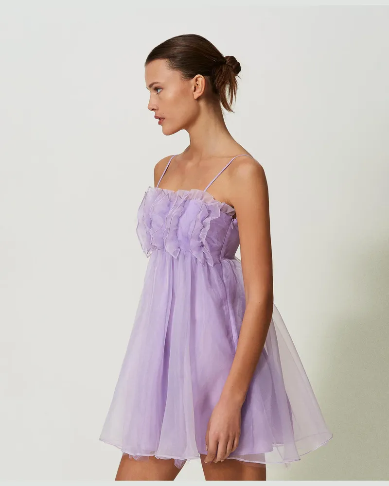 Actitude by Twinset Kleider - Mini-Organzakleid mit Volants, Lavendellila, Größe Lavendellila