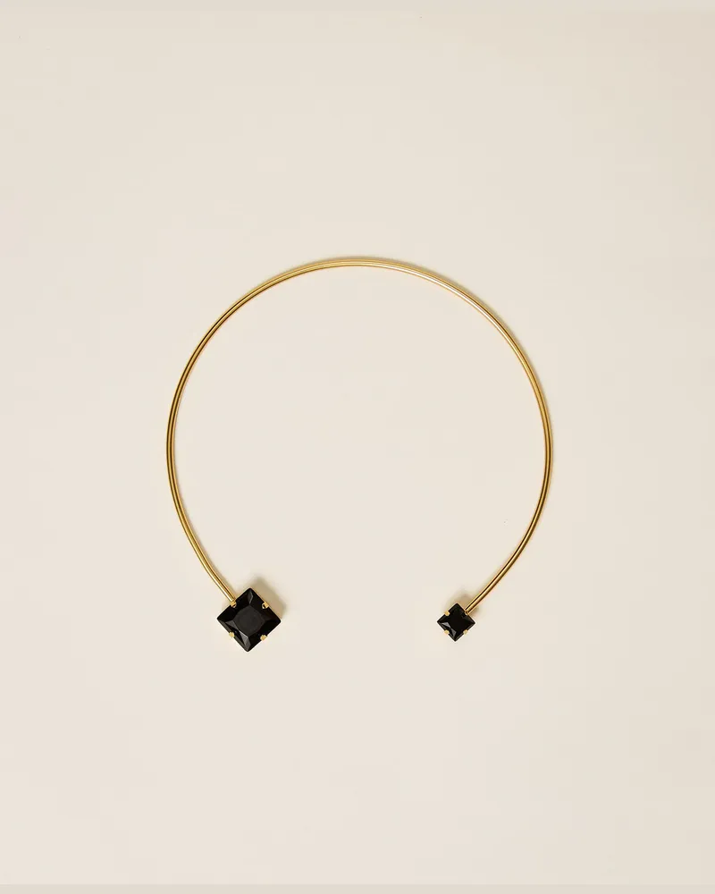 Twin-Set Accessoires - Choker mit Strass, Zweifarbig Messing / Schwarz, Einheitsgröße Zweifarbig