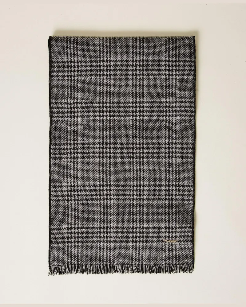 Twin-Set Garngefärbte Stola mit Karomuster, Damen, Schwarz / Prince-of-Wales-Muster "Schneeweiß" / Schwarz Schwarz