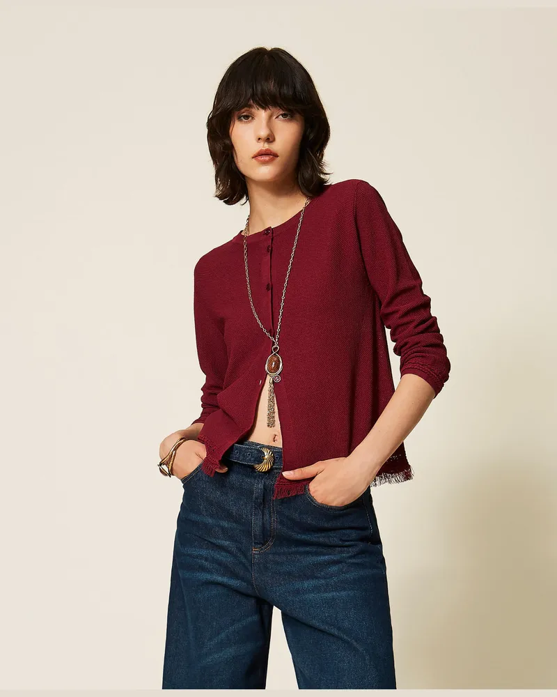 Twin-Set Strick-Cardigan mit Fransen 