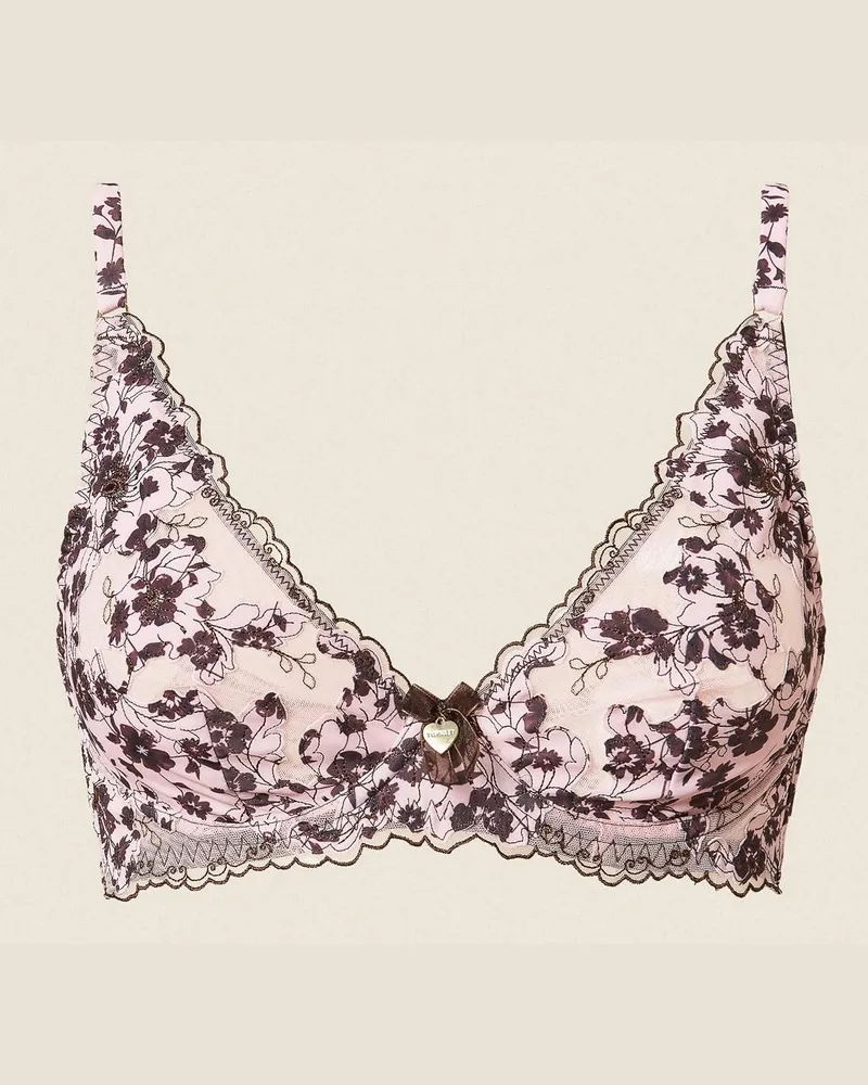 Twin-Set Bügel-BH mit Blumenprint, Damen, Spitze Powder Rose / Mocha Spitze