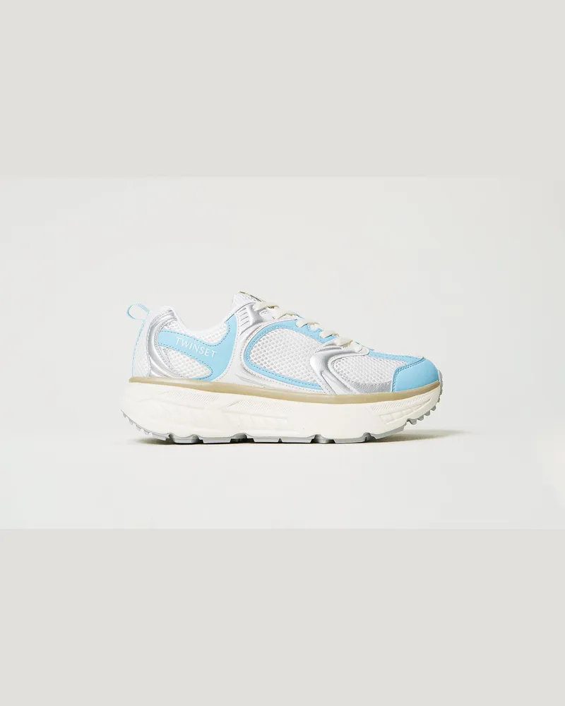 Twin-Set Schuhe - Fessura Sneaker im Laufschuhstil, Zweifarbig Optisches Weiß / Airy Blue, Größe Zweifarbig