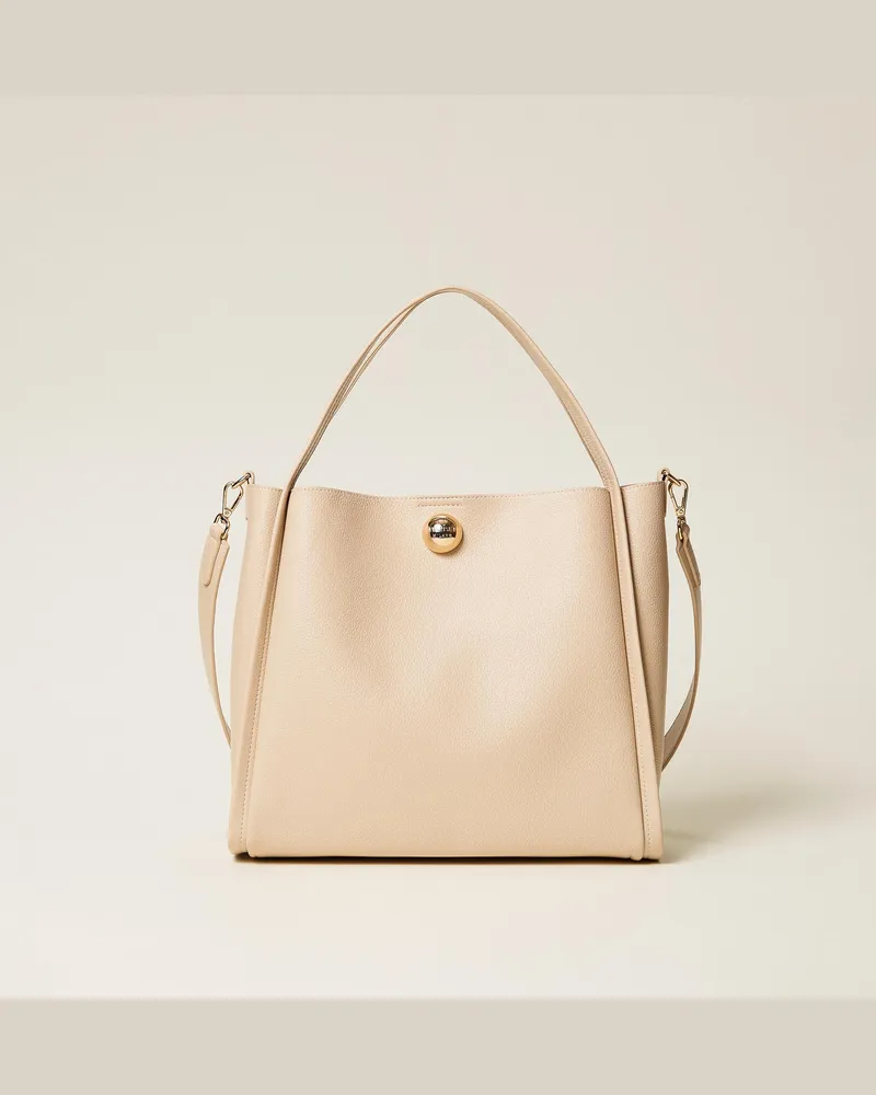 Twin-Set Shopper mit Kugel Rope-beige