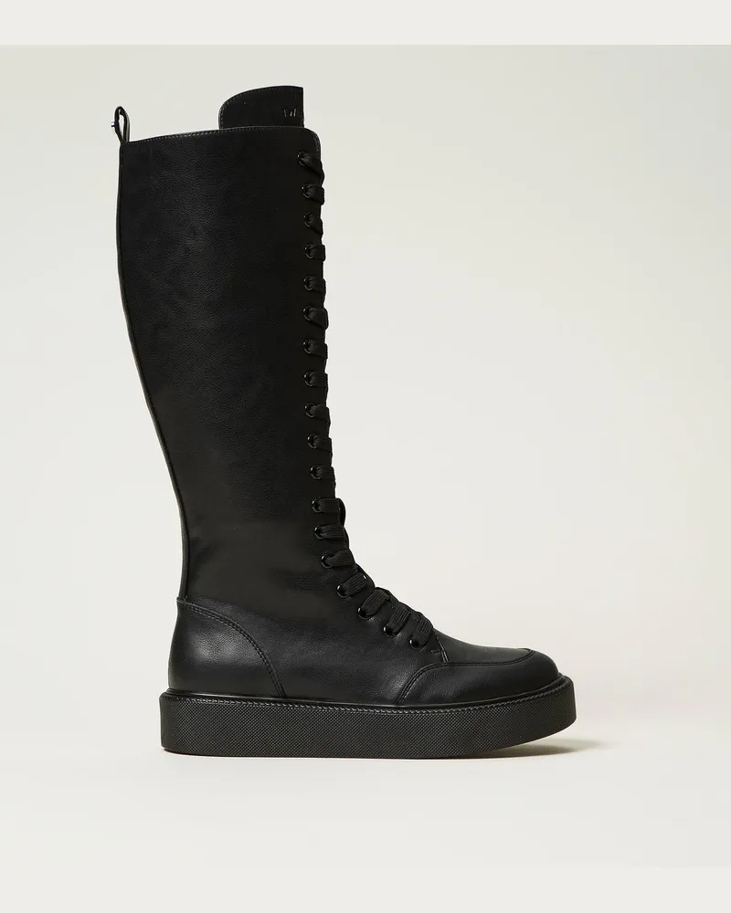 Twin-Set Schuhe - Sneaker-Boots mit Schnürung, Schwarz, Größe Schwarz