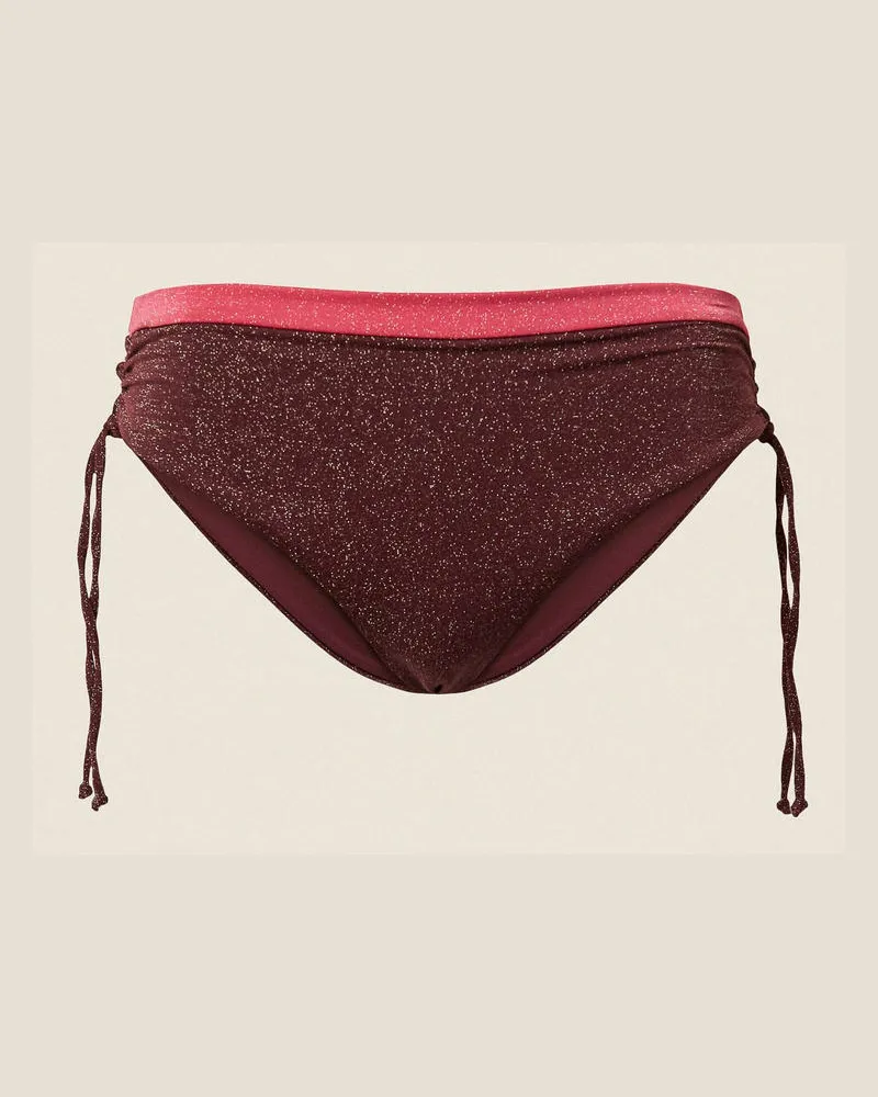 Twin-Set Bademode - Zweifarbiger Bikinislip mit Lurex, Zweifarbig „Winetasting"-Violett/Fuchsia Cyclamen, Animal, Größe Zweifarbig