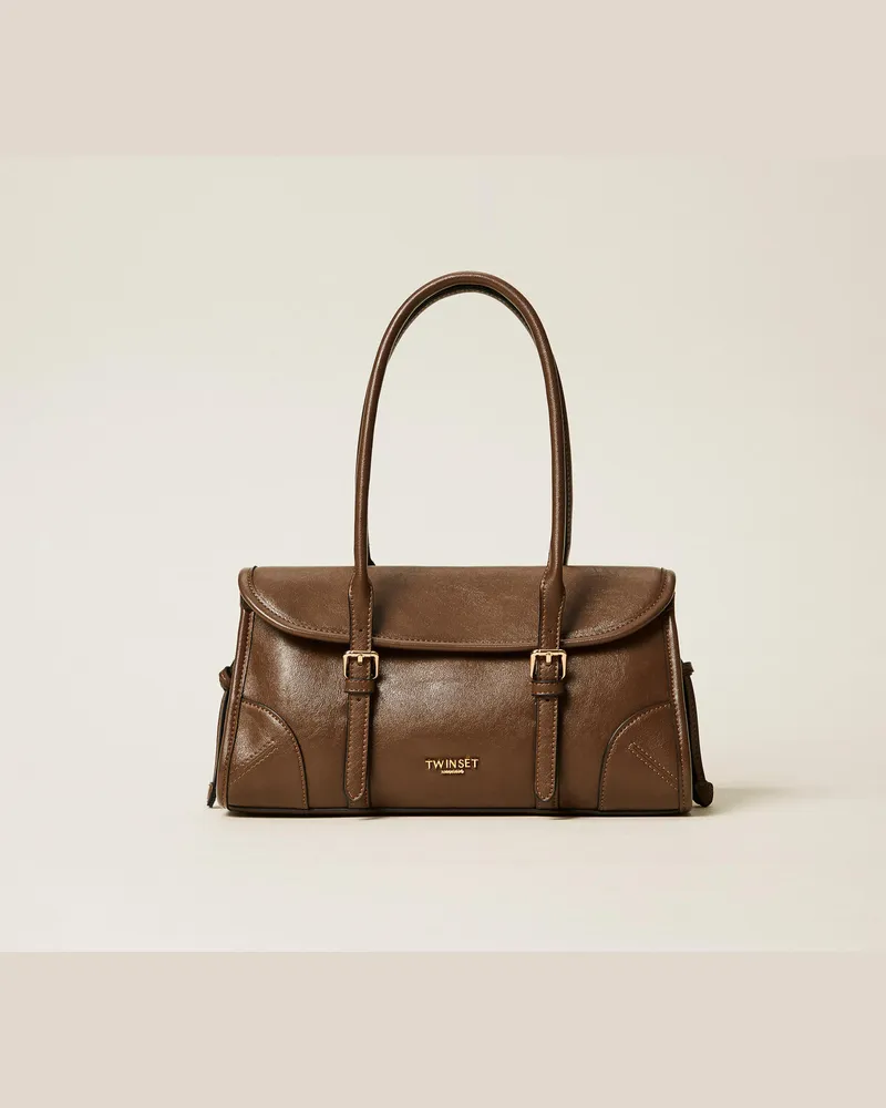 Twin-Set Taschen - Bowling-Bag mit Schnallen, Schlamm, Einheitsgröße Schlamm