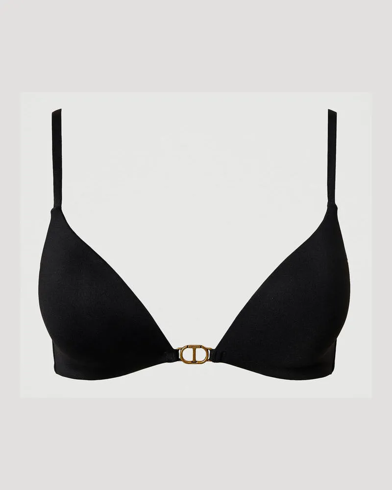 Twin-Set Bademode - Wattiertes Triangel-Bikinitop mit Oval T, Schwarz, Größe Schwarz