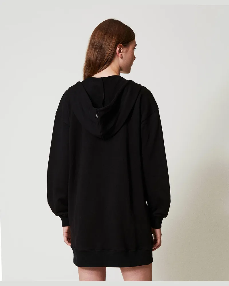 Actitude by Twinset Kleider - Kurzes Kleid mit Handstickereien, Schwarz, Baumwolle, Größe Schwarz