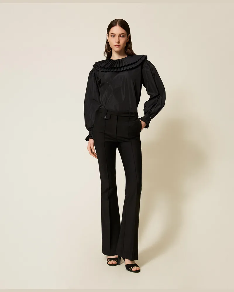 Twin-Set Hosen - Flare-Hose, Schwarz, Wolle, Größe Schwarz