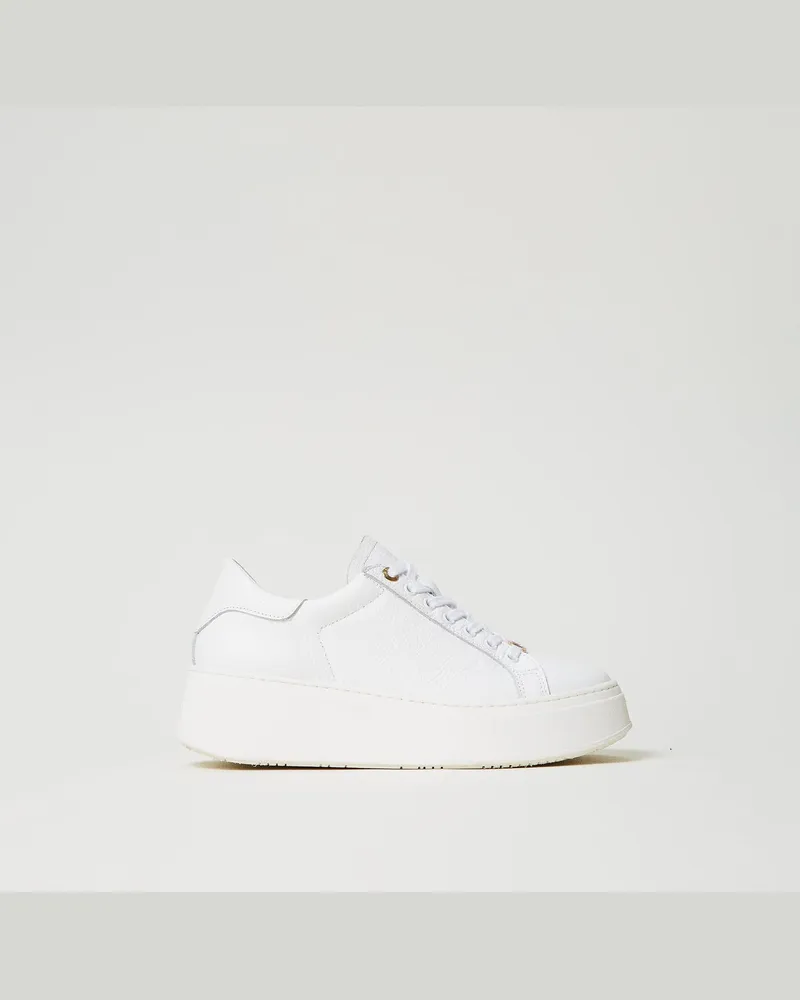 Twin-Set Schuhe - Sneaker aus Leder, Weiß, Größe Weiß