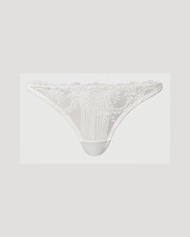 Twin-Set Unterwäsche - Brazilian-Slip aus Tüll mit Stickerei und Plisseefalten, Weiß Antique White, Größe: V 