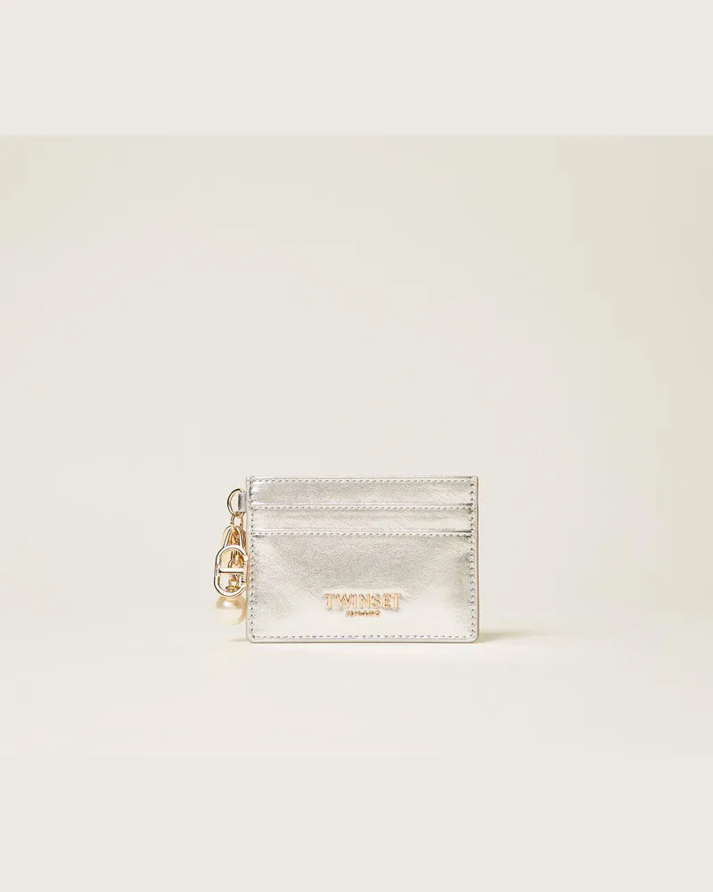 Twin-Set Accessoires - Kartenetui mit Logo-Charms, Silber, Einheitsgröße Silber