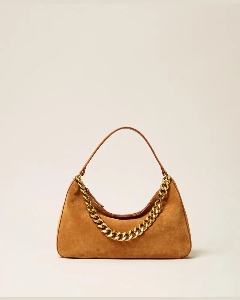 Twin-Set Mittelgroße Tasche Liliane aus Veloursleder Bubinga