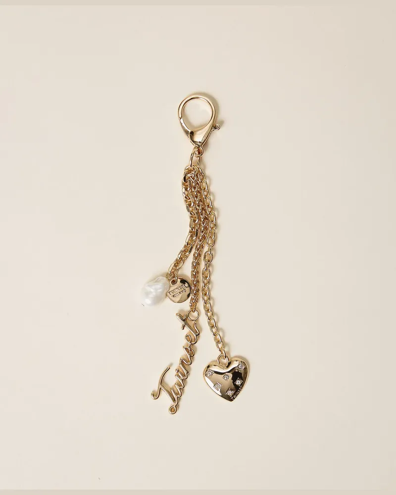 Twin-Set Charm mit Anhängern und Logo Gold