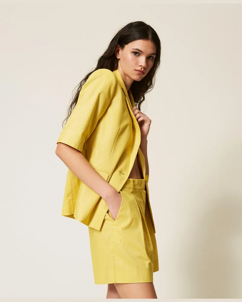 Actitude by Twinset Hosen - Bermudashorts aus Leinenmischung mit Lurex, Argan Lurex, Baumwolle, Größe Argan