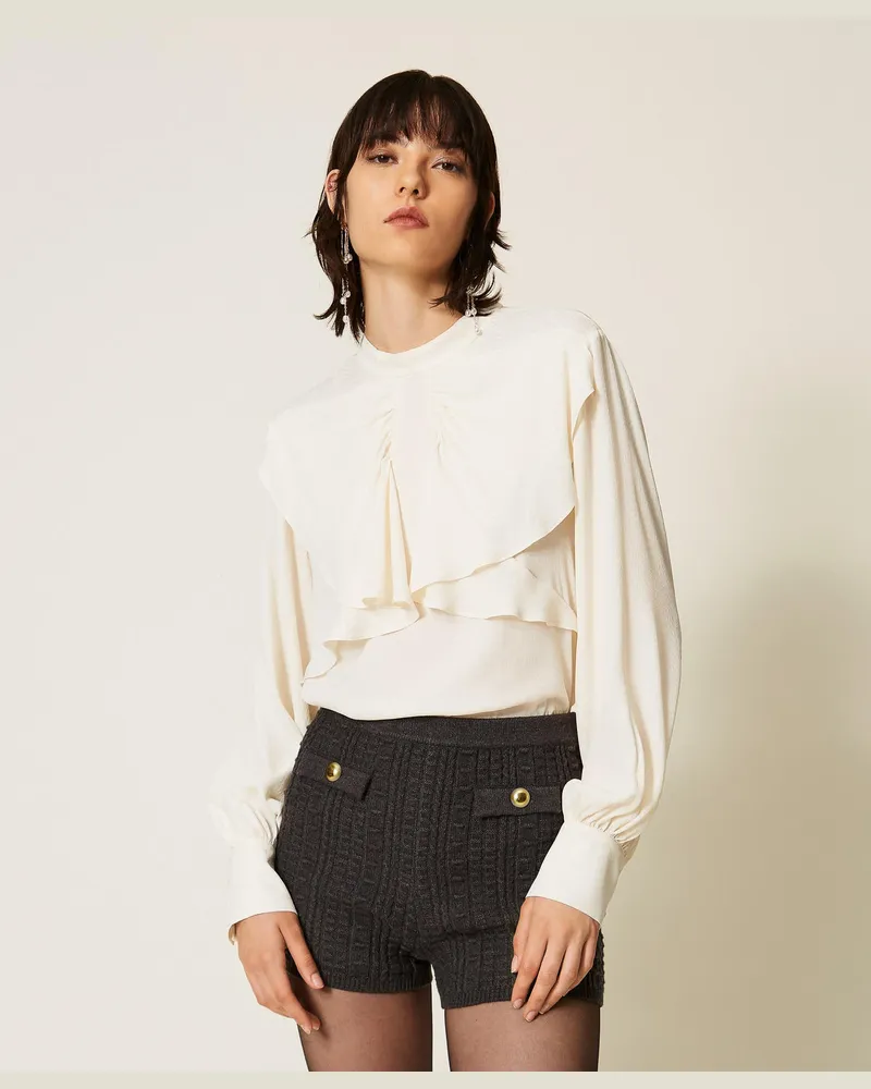 Twin-Set Strickshorts mit Metallknöpfen Meliertes