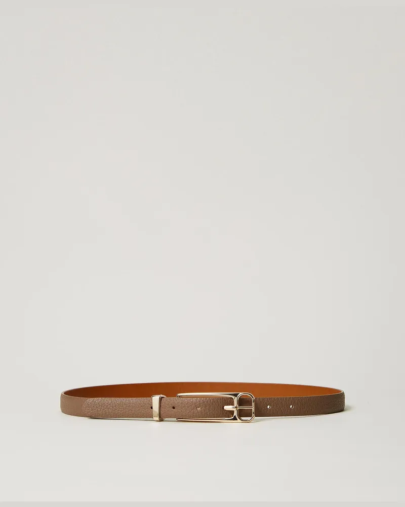 Twin-Set Accessoires - Gürtel mit rechteckiger Schnalle, Malzschokolade, Größe Malzschokolade
