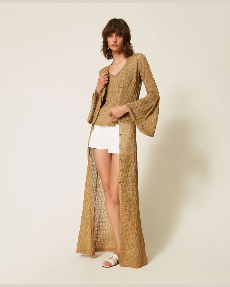 Twin-Set Langer Strick-Cardigan mit ausgestellten Ärmeln 