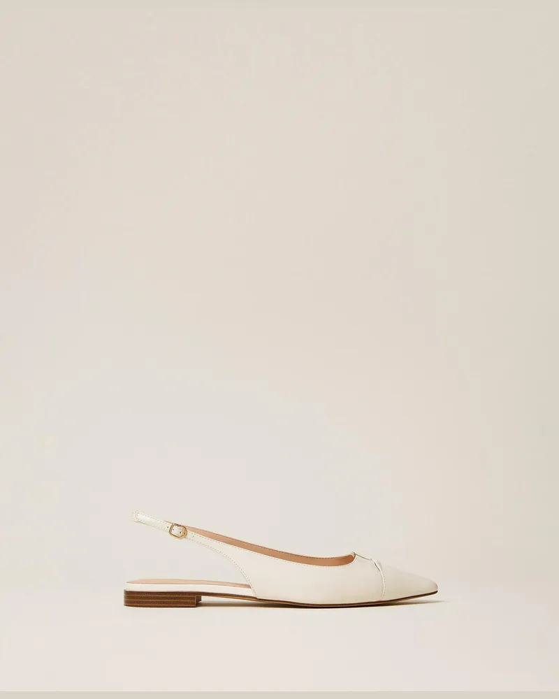 Twin-Set Schuhe - Slingback-Ballerina aus Leder, Lilie, Größe Lilie