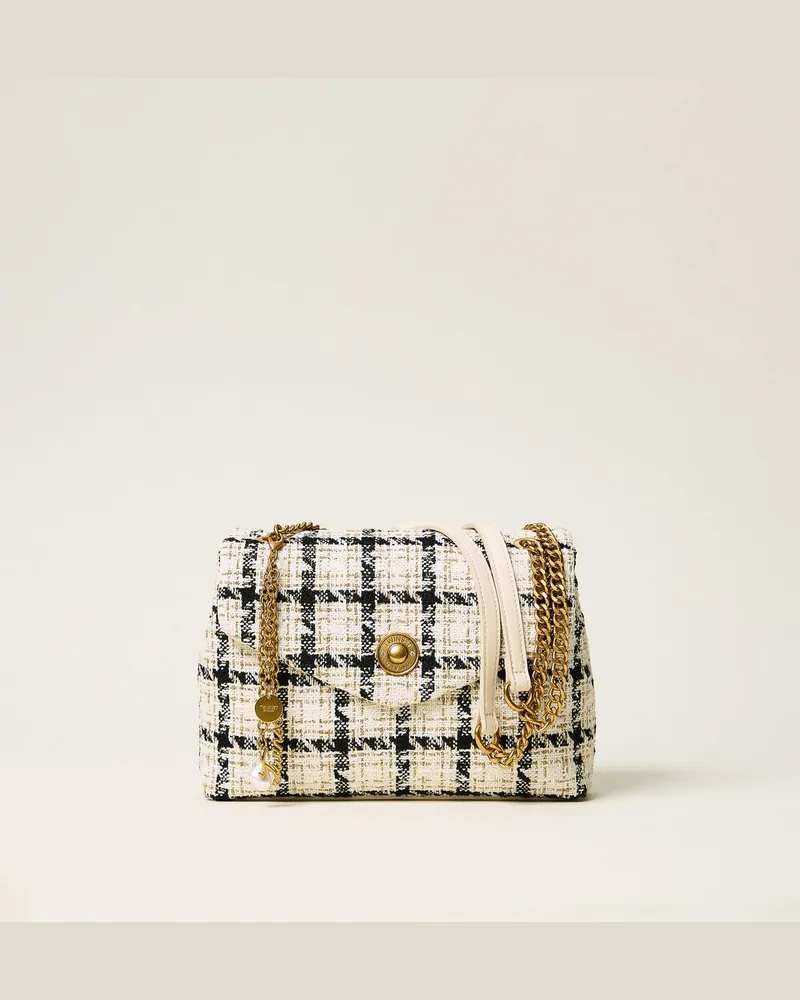 Twin-Set Umhängetasche aus kariertem Bouclé Bouclè