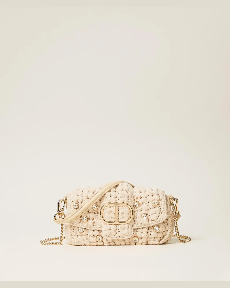 Twin-Set Taschen - Umhängetasche „Amie" in Häkelverarbeitung, "Parchment"-Beige, Einheitsgröße 
