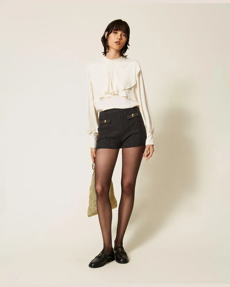 Twin-Set Bluse aus Crêpe de Chine aus Seidengemisch Perlmutt