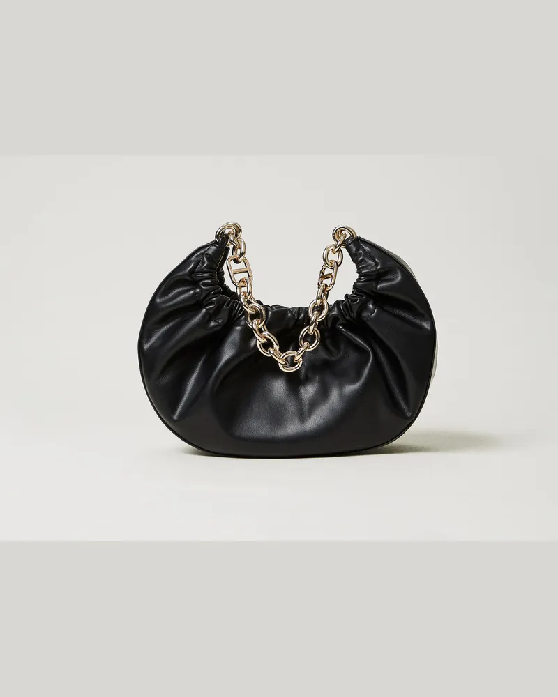 Twin-Set Taschen - Hobo-Bag „Croissant" mit Raffung, Schwarz, Einheitsgröße 