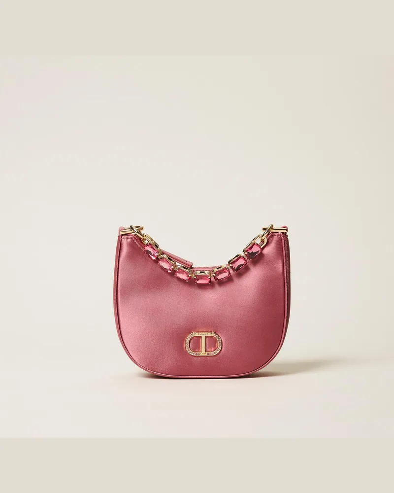Twin-Set Taschen - Tasche „Croissant" aus Satin mit Strass, Rose Mauve, Einheitsgröße Rose