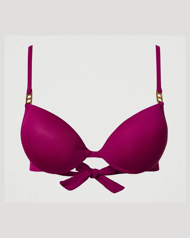 Twin-Set Bademode - Push-up-Bikinitop mit Oval Ts, Magentaviolett, Größe Magentaviolett