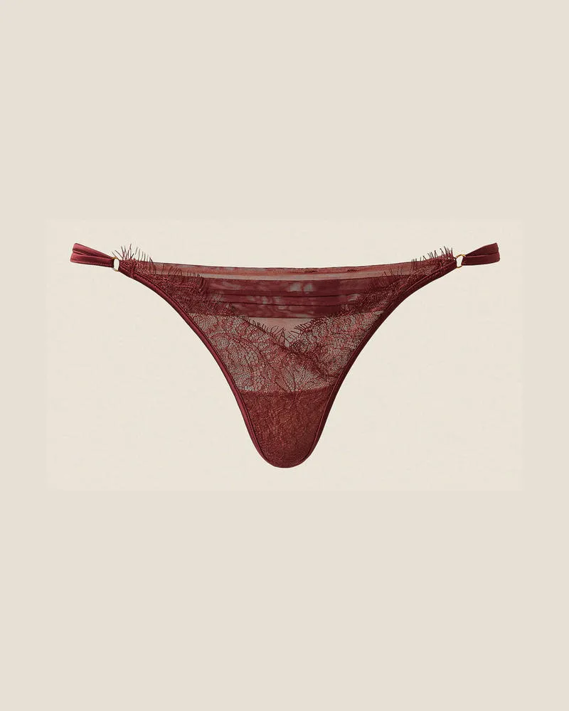 Twin-Set Unterwäsche und Nachtwäsche - String-Tanga aus Chantilly-Spitze, Red Wine, Größe Red