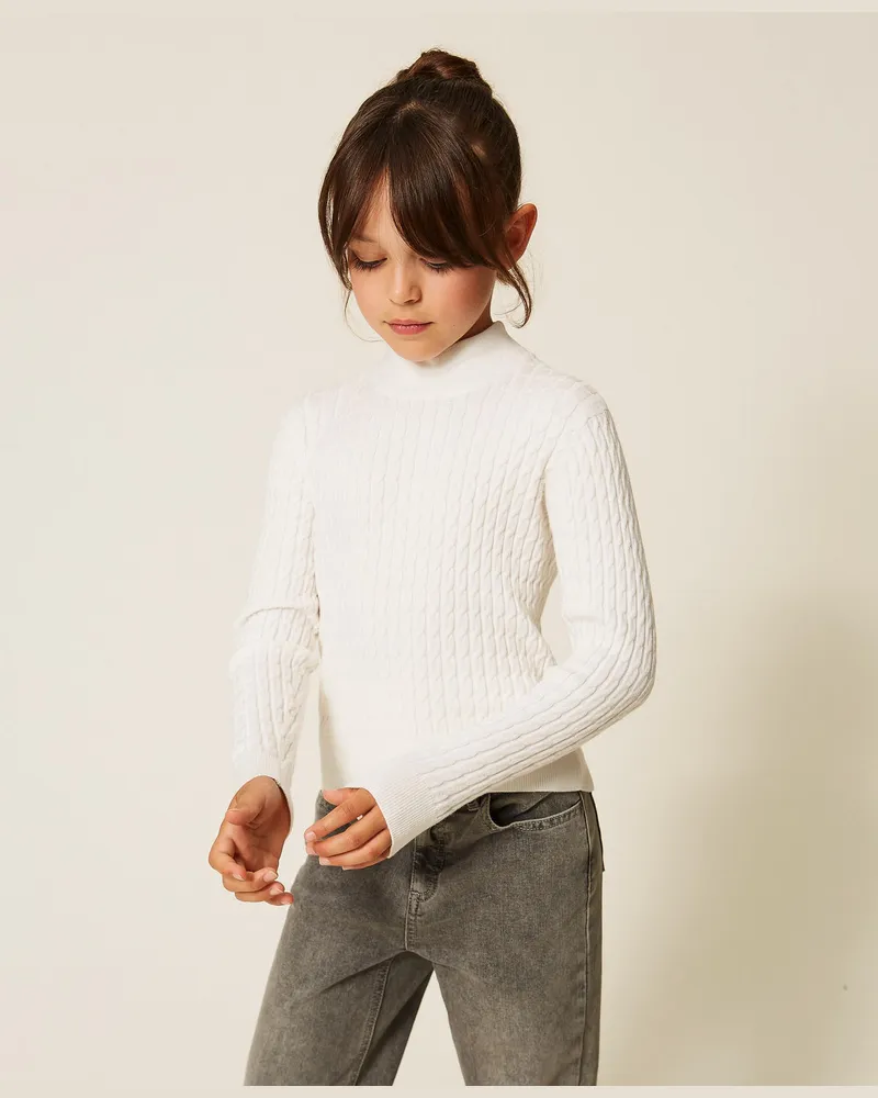 Twin-Set Figurbetonter Pullover mit Zopfmuster 