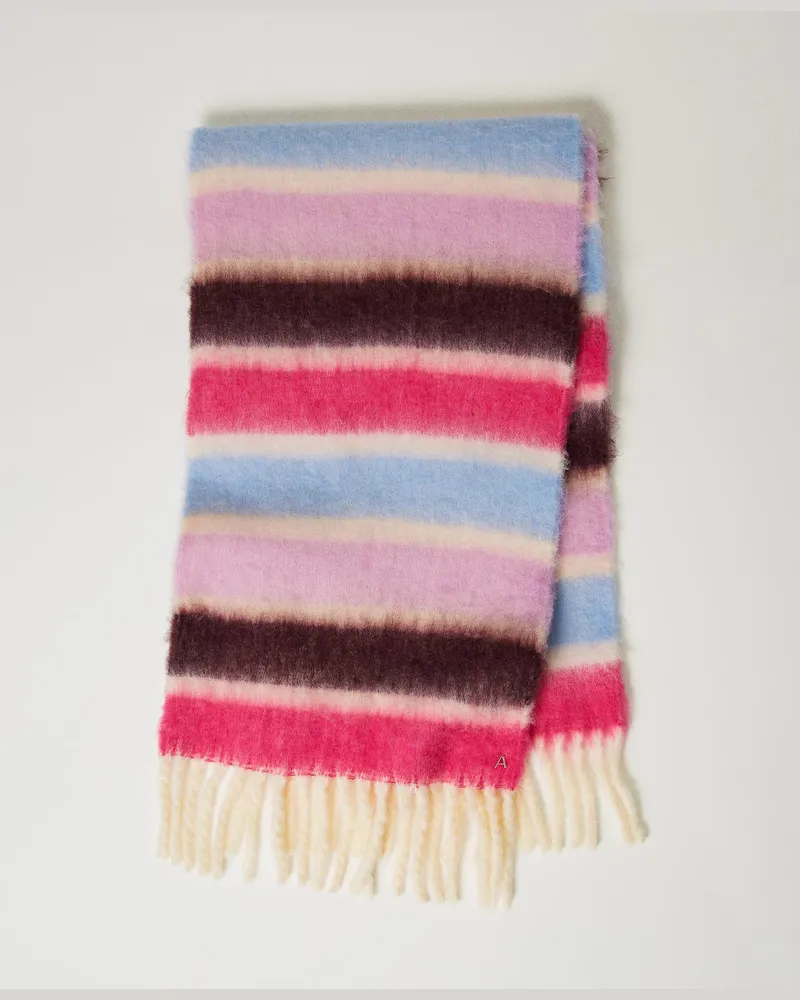 Actitude by Twinset Accessoires - Bunt gestreifter Schal mit Fransen, Multicolor-Streifen Off White, Einheitsgröße Multicolor-streifen