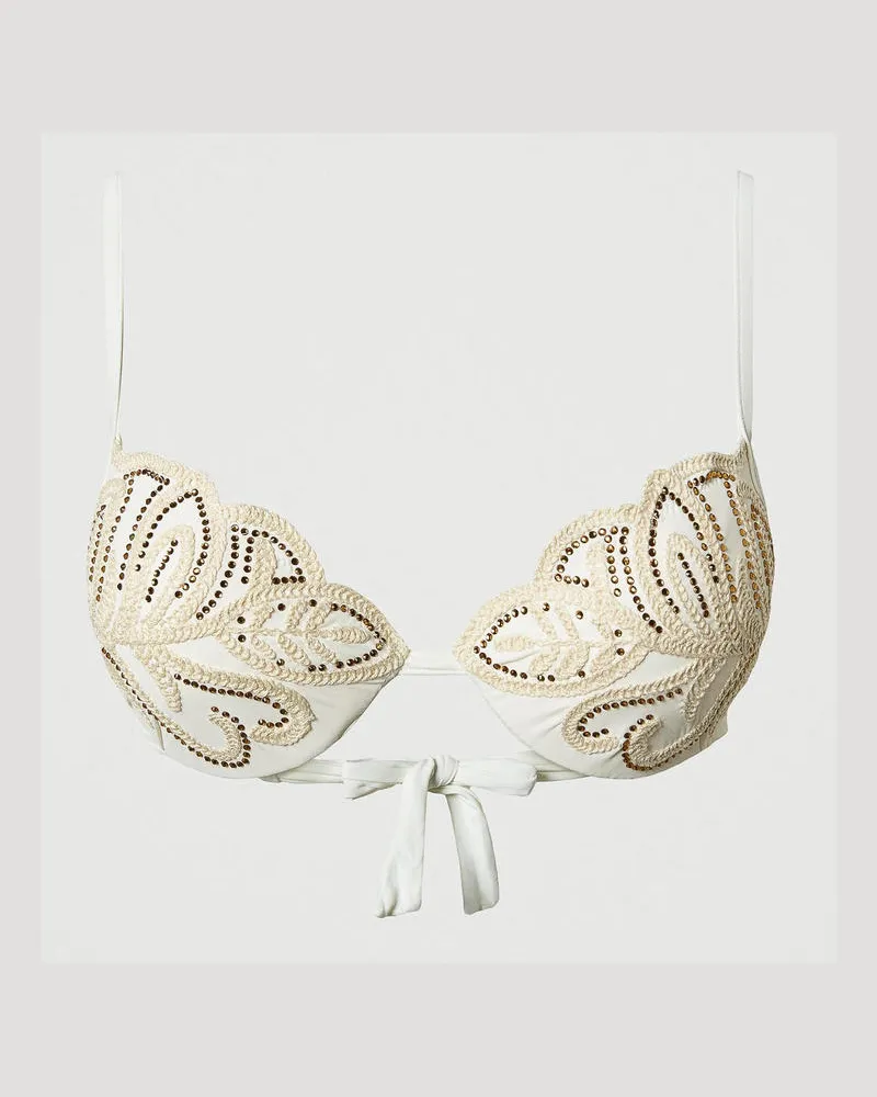 Twin-Set Bademode - Push-up-Bikinitop mit Stickerei und Strass, Perlmutt, Größe Perlmutt