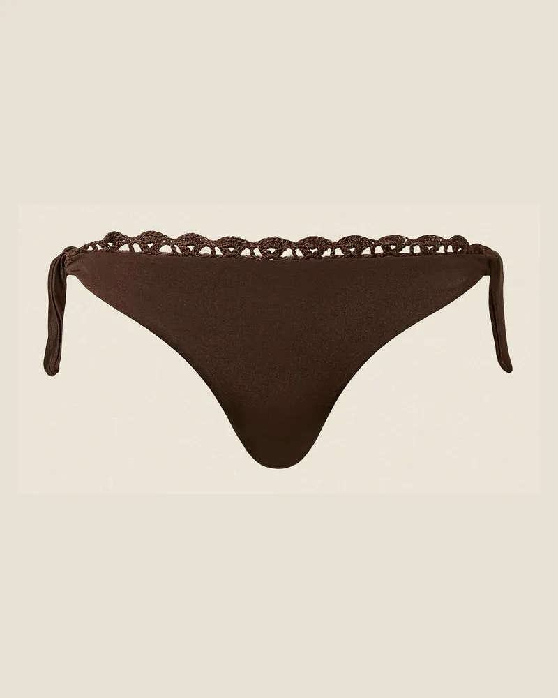 Twin-Set Bademode - Bikinitanga mit Häkel-Detail, Kaffeeschokolade, Größe Kaffeeschokolade