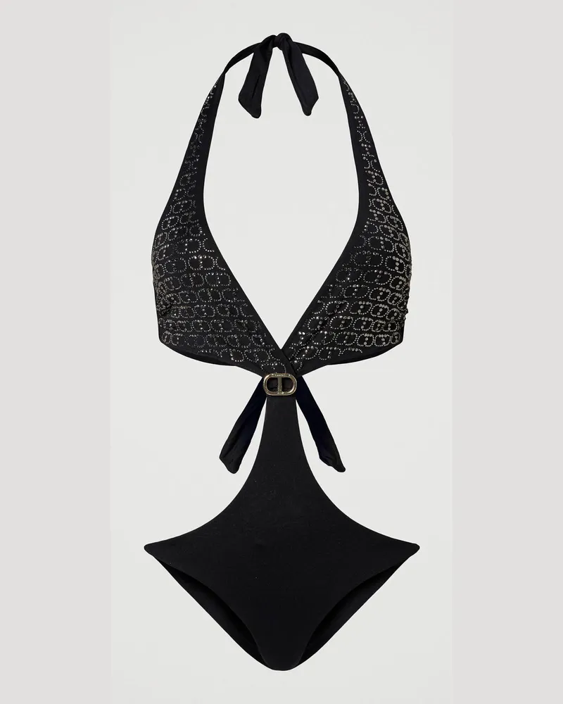 Twin-Set Bademode - Trikini mit Oval Ts aus Strass, Schwarz, Größe: 4-B 